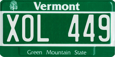 VT license plate XOL449