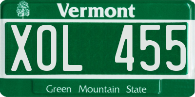 VT license plate XOL455