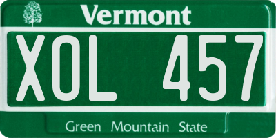 VT license plate XOL457