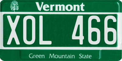 VT license plate XOL466