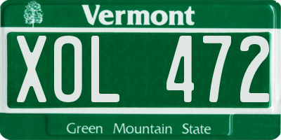 VT license plate XOL472