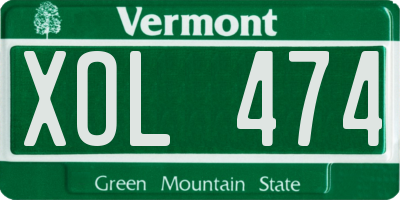 VT license plate XOL474