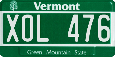 VT license plate XOL476