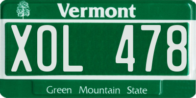 VT license plate XOL478