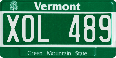 VT license plate XOL489