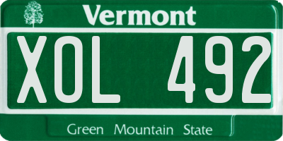 VT license plate XOL492
