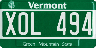 VT license plate XOL494