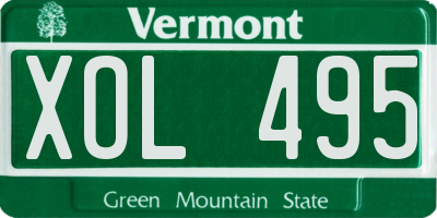 VT license plate XOL495