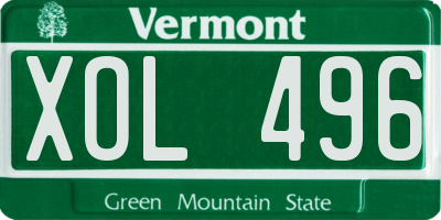 VT license plate XOL496