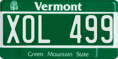 VT license plate XOL499