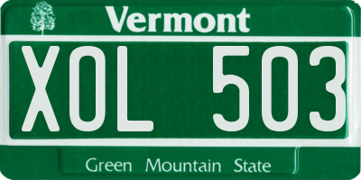 VT license plate XOL503