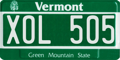 VT license plate XOL505