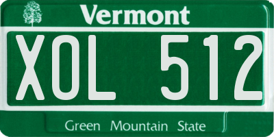 VT license plate XOL512