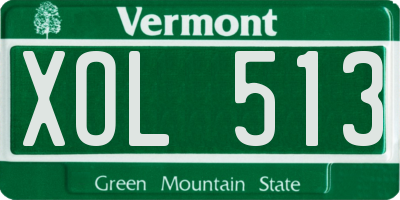 VT license plate XOL513