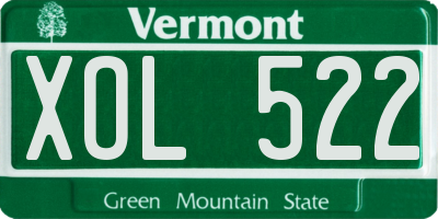 VT license plate XOL522
