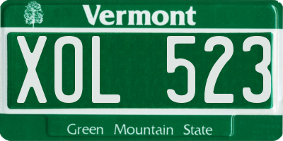 VT license plate XOL523