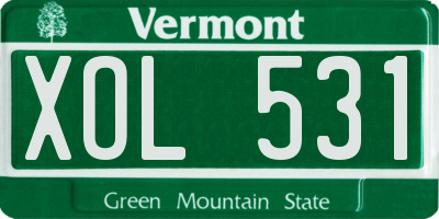 VT license plate XOL531
