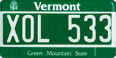 VT license plate XOL533