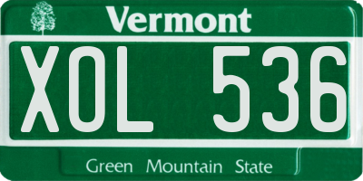 VT license plate XOL536