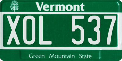 VT license plate XOL537