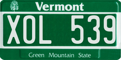 VT license plate XOL539