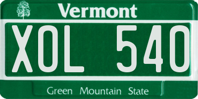 VT license plate XOL540