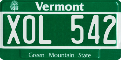 VT license plate XOL542