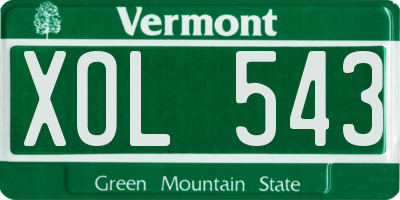 VT license plate XOL543