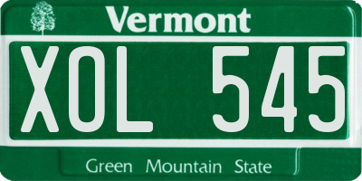 VT license plate XOL545