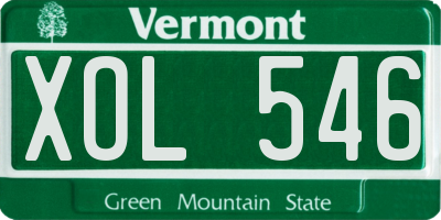 VT license plate XOL546
