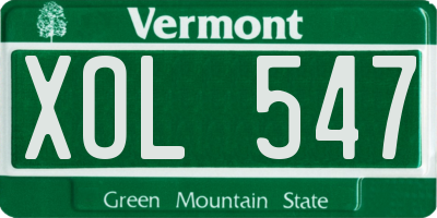 VT license plate XOL547