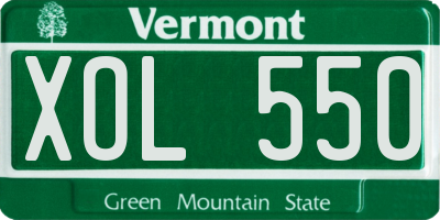 VT license plate XOL550