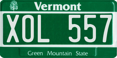 VT license plate XOL557