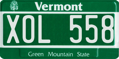 VT license plate XOL558