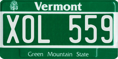 VT license plate XOL559