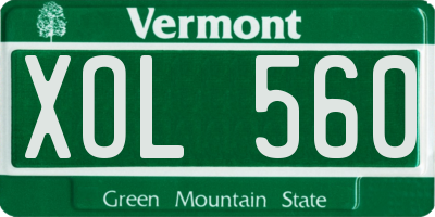 VT license plate XOL560