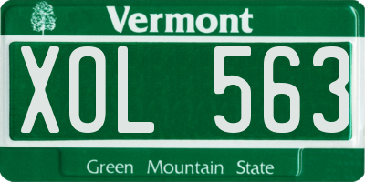VT license plate XOL563