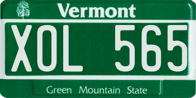 VT license plate XOL565