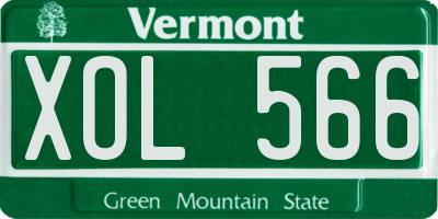 VT license plate XOL566