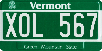 VT license plate XOL567
