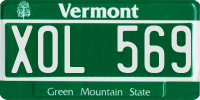 VT license plate XOL569