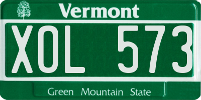 VT license plate XOL573