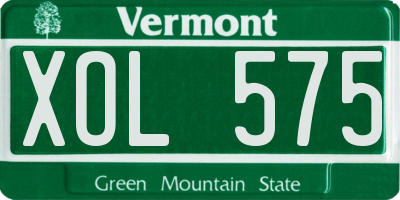 VT license plate XOL575