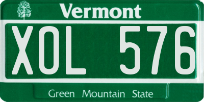 VT license plate XOL576