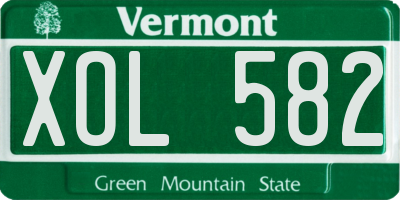 VT license plate XOL582