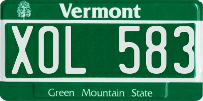VT license plate XOL583