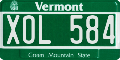 VT license plate XOL584
