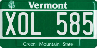 VT license plate XOL585