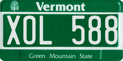 VT license plate XOL588