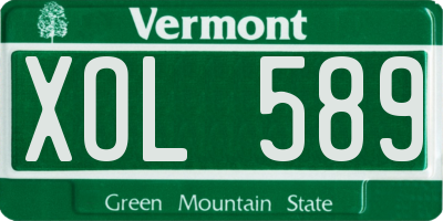 VT license plate XOL589